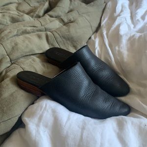 St Agni Black Leather Mules